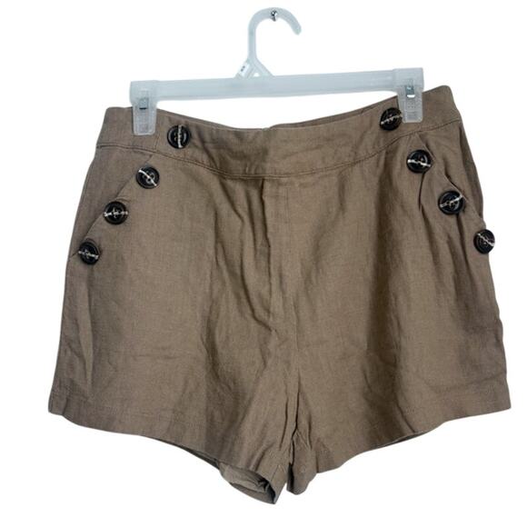 Ark & Co Pants - Womens Fall Light Brown Rayon/Linen Button Casual Shorts Size Medium